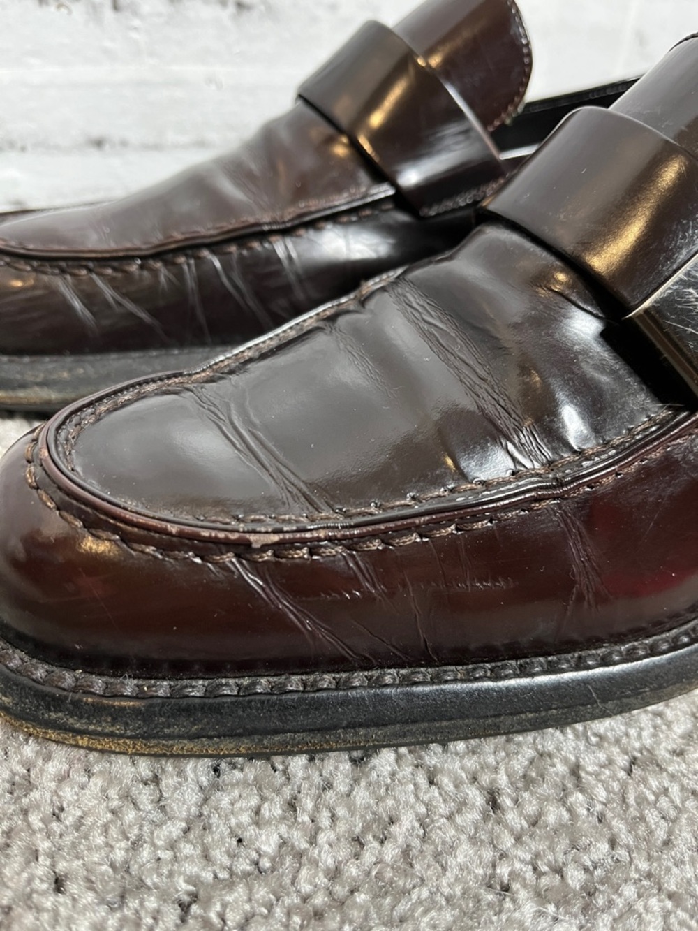 Prada brown patent buckle loafers - Picture 6 of 12